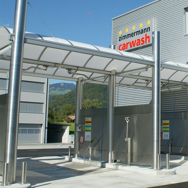 Die Lanzenwaschboxen des zimmermann carwash mit hoher Durchfahrt