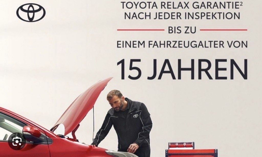 Toyota Relax Garantie nach jeder Inspektion bis zu einem Fahrzeugalter von 15 Jahren
