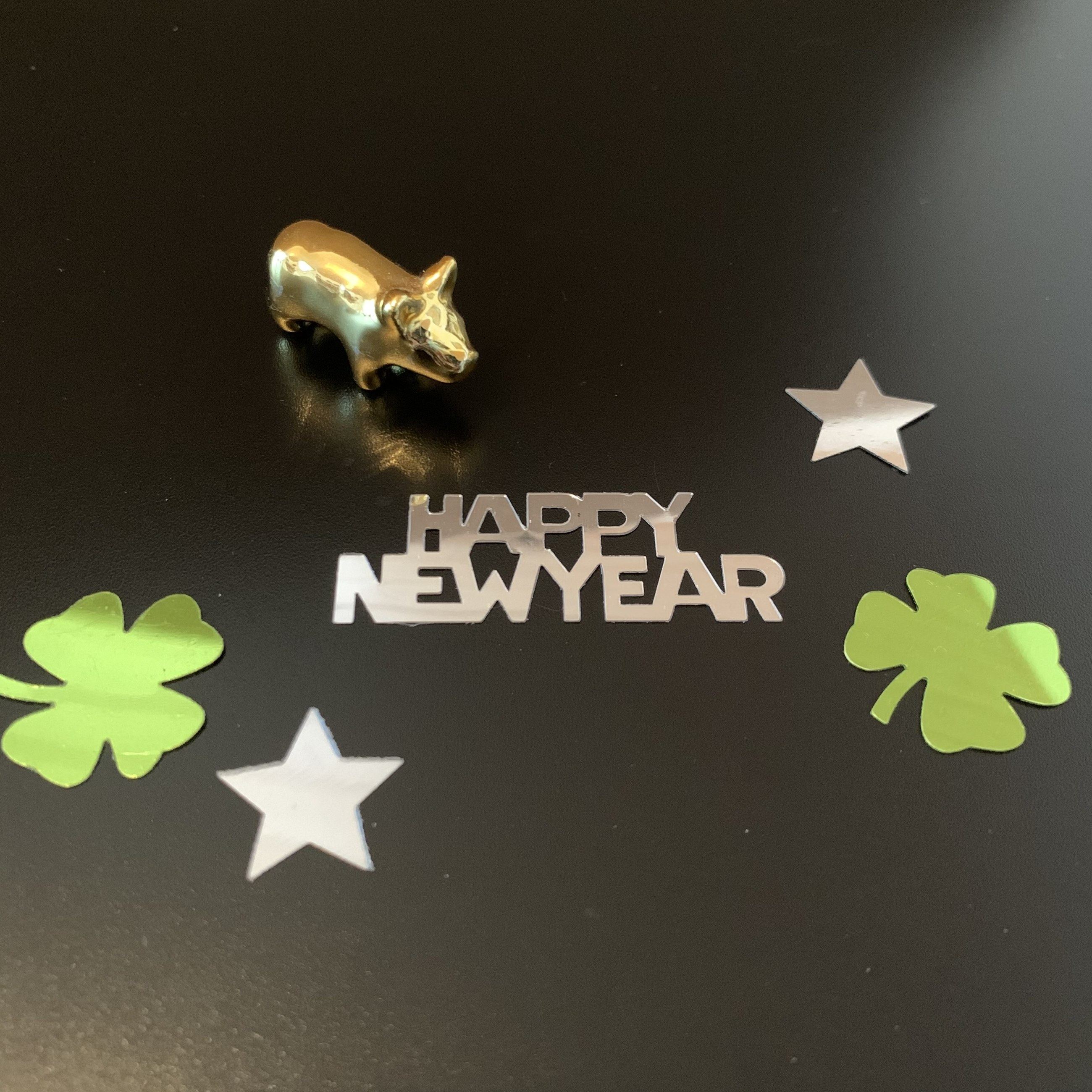 Glücksschwein und Kleeblätter – Neujahrsgruss